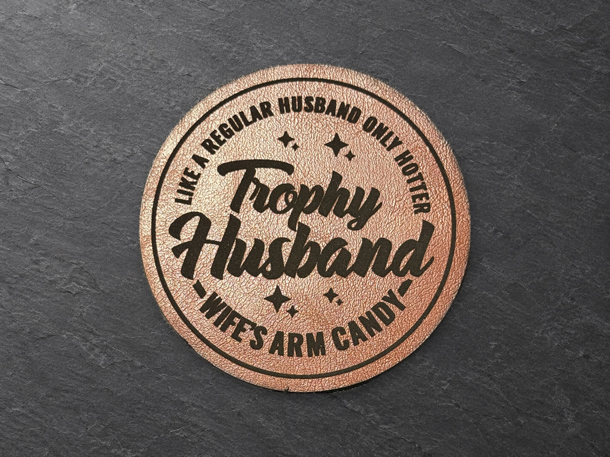 Trophy Husband patch, round rose copper patch