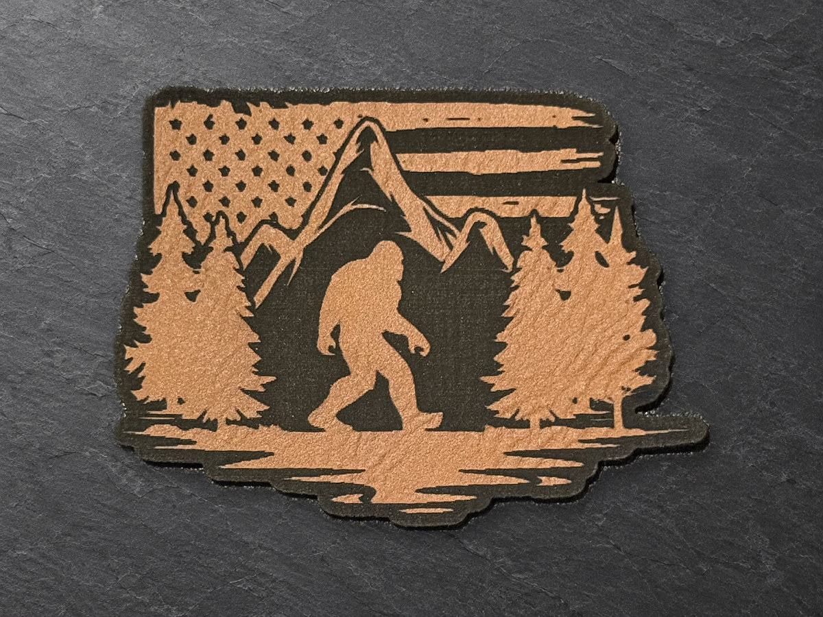 Sasquatch flag patch, second copper mountain cutout finish
