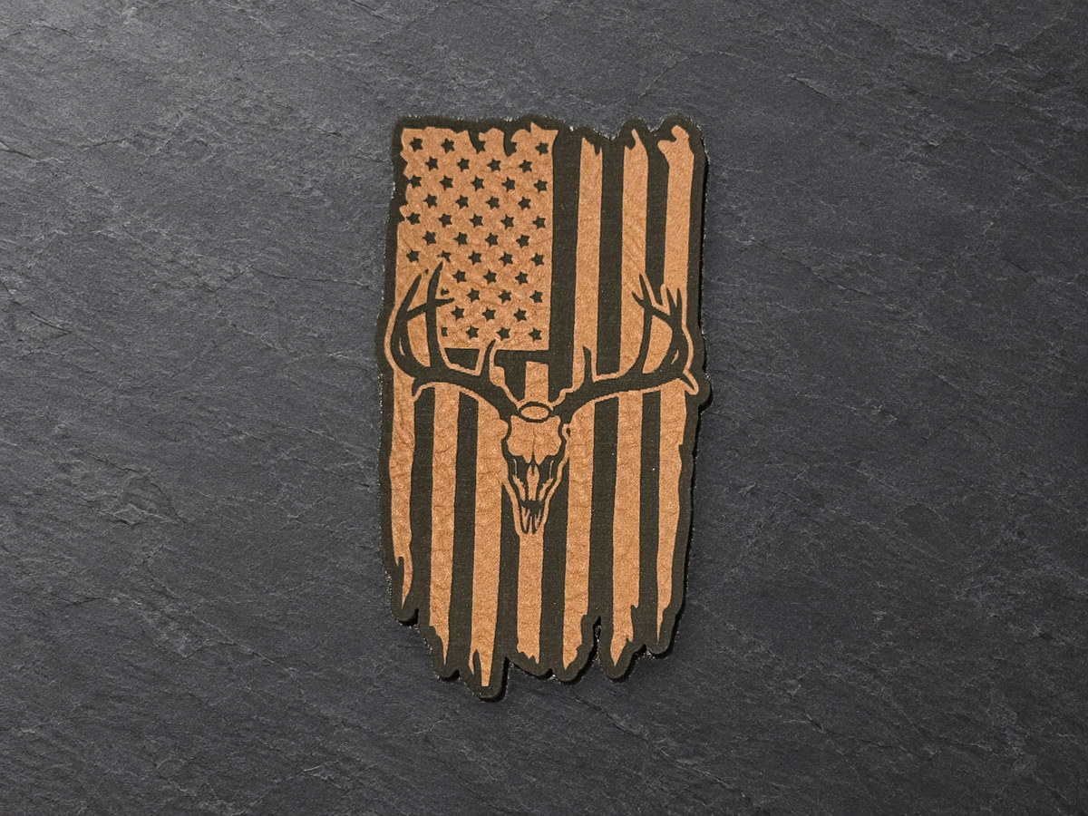 Deer flag patch, copper distressed flag cutout