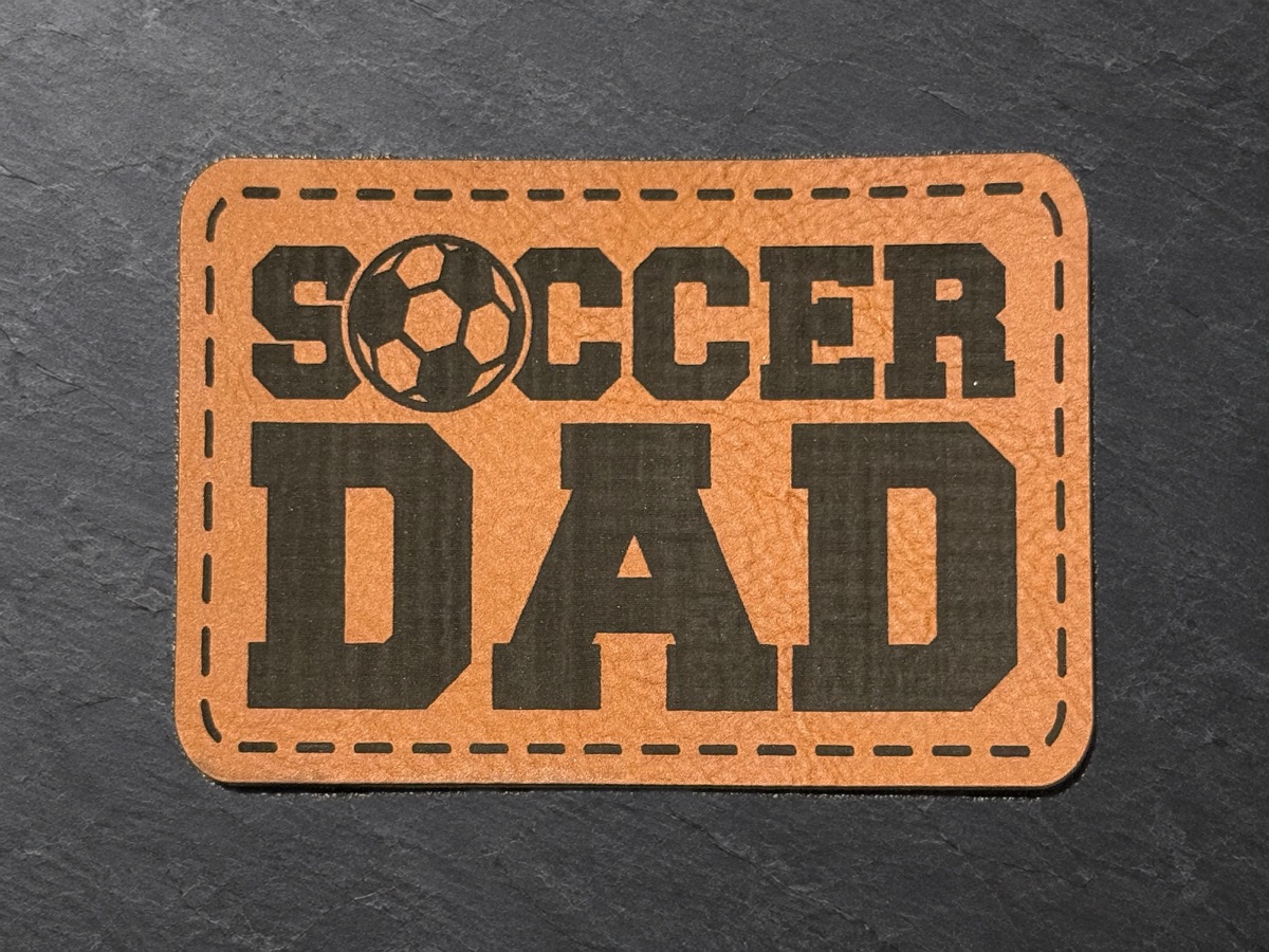 Soccer Dad patch, copper leather patch