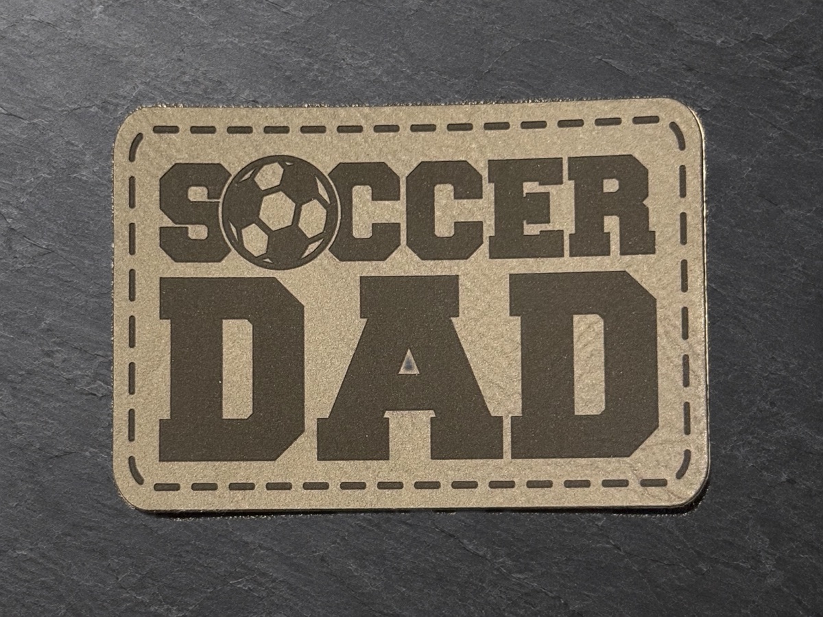 Soccer Dad patch, tan leather patch
