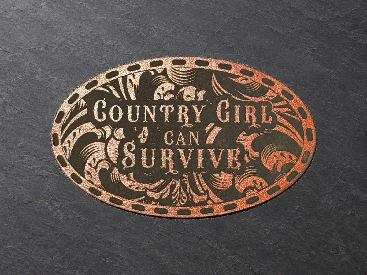 Country Girl Can Survive patch, oval copper patch