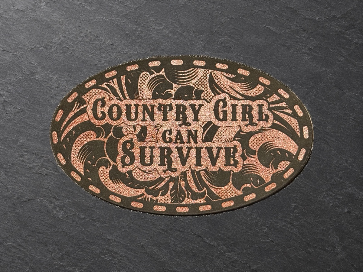 Country Girl Can Survive patch, second oval engraved finish